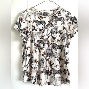 Anthropologie Black and White Polo Tee Relaxed Fit